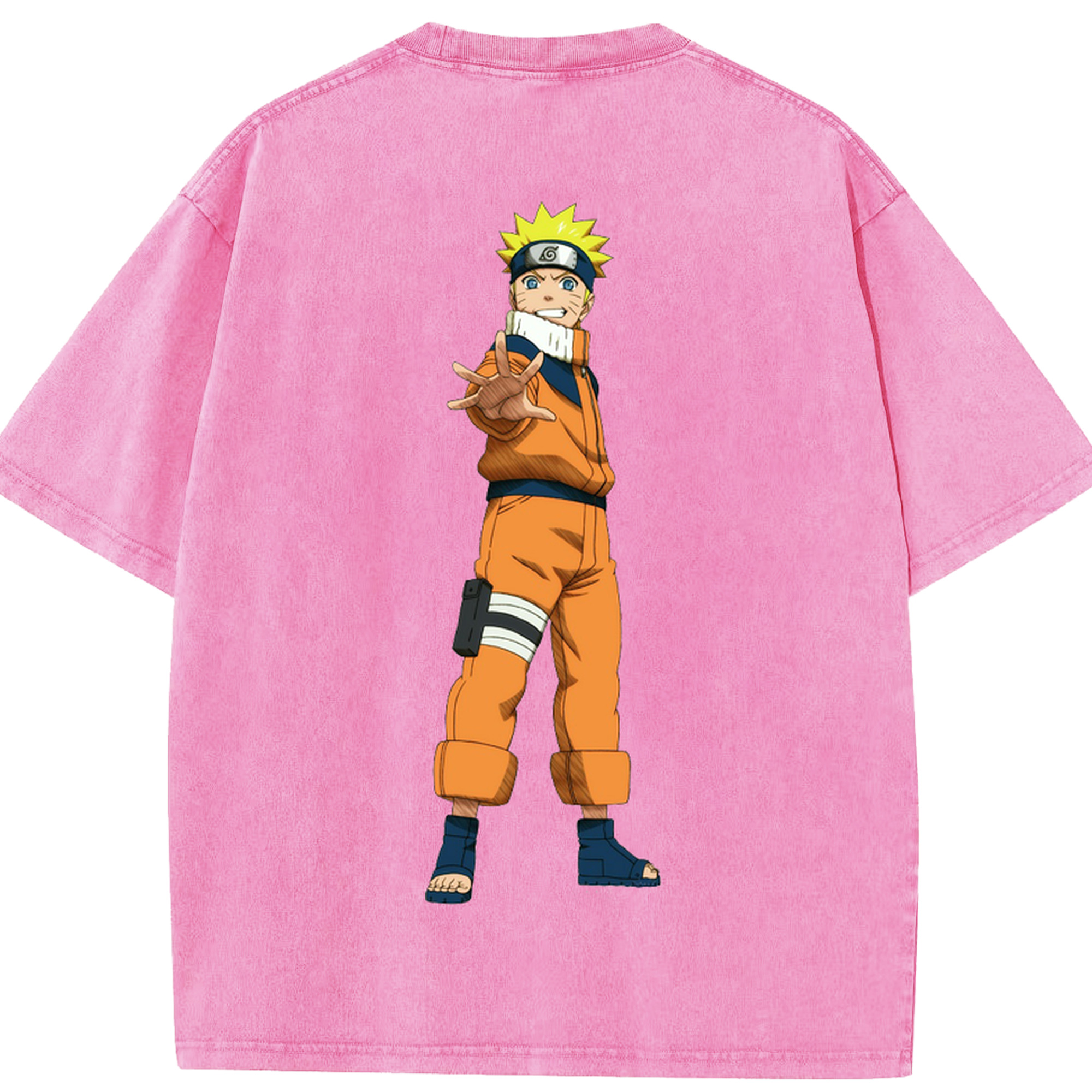 （画像用） NARUTO -ナルト- うずまき ナルト Uzumaki Naruto 綿100% ヴィンテージ風 半袖Tシャツ（背面プリント）